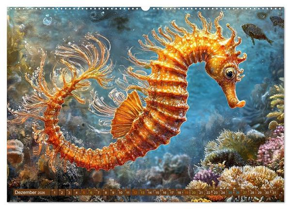 Produktbild: Seepferdchen - Modern Art (Wandkalender 2026 DIN A2 quer), CALVENDO Monatskalender