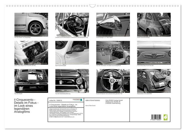 Produktbild: il Cinquecento - Details im Fokus - im Look eines legend&auml;ren Analogfilms (Wandkalender 2026 DIN A2 quer), CALVENDO Monatskalender