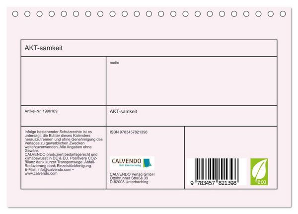 Produktbild: AKT-samkeit (Tischkalender 2026 DIN A5 quer), CALVENDO Monatskalender