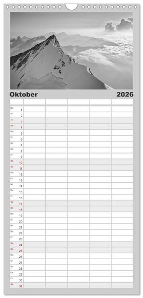 Produktbild: Familienplaner 2026 - Bergsucht 2026 mit 5 Spalten (Wandkalender, 21 x 45 cm) CALVENDO