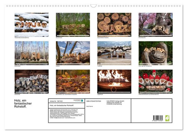 Produktbild: Holz, ein fantastischer Rohstoff. (Wandkalender 2026 DIN A2 quer), CALVENDO Monatskalender