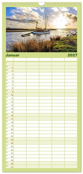 Produktbild: Familienplaner 2027 - Bezauberndes Ostfriesland mit 5 Spalten (Wandkalender, 21 x 45 cm) CALVENDO