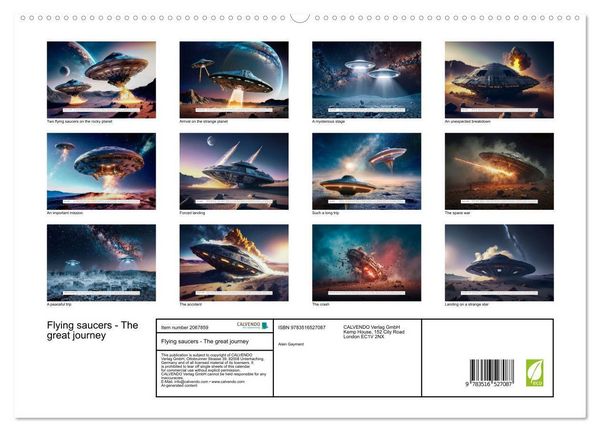 Produktbild: Flying saucers - The great journey (High Quality Premium Wall Calendar 2026 DIN A2 landscape),CALVENDO 12 Month Wall Calendar