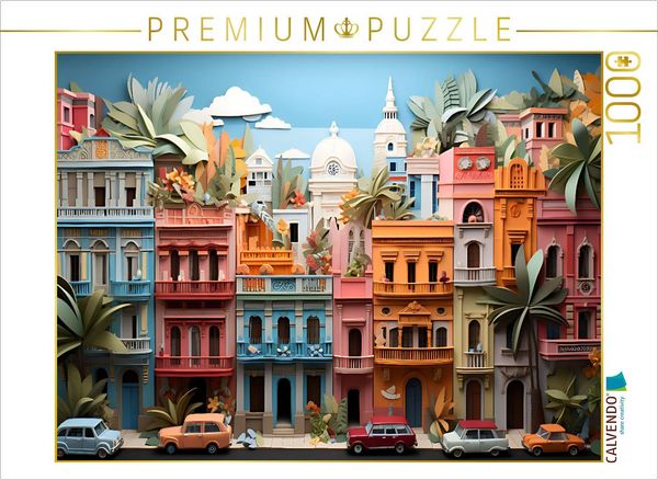 Produktbild: CALVENDO Puzzle Havanna in Papierschichtkunst | 1000 Teile Lege-Gr&ouml;&szlig;e 64x48cm Foto-Puzzle f&uuml;r gl&uuml;ckliche Stunden