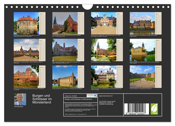 Produktbild: Burgen und Schl&ouml;sser im M&uuml;nsterland (Wandkalender 2026 DIN A4 quer), CALVENDO Monatskalender