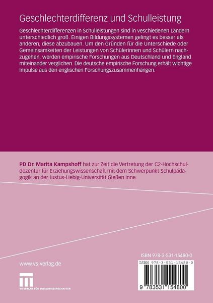 Produktbild: Geschlechterdifferenz und Schulleistung