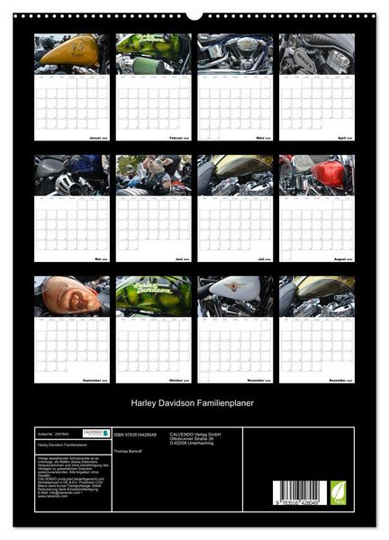 Produktbild: Harley Davidson Familienplaner (hochwertiger Premium Wandkalender 2026 DIN A2 hoch), Kunstdruck in Hochglanz