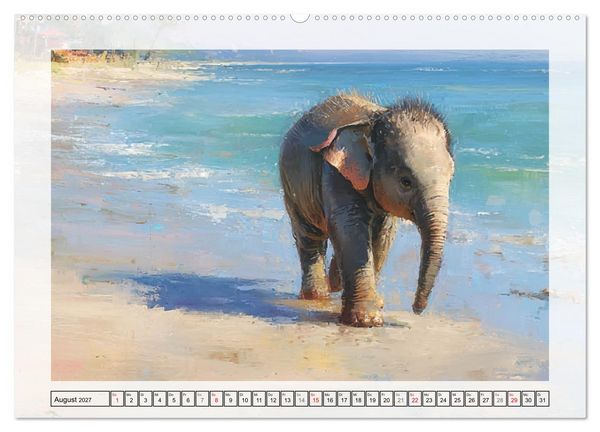 Produktbild: Elefanten am Strand. Zwischen Wellen, Sonne und Sand (Wandkalender 2027 DIN A2 quer), CALVENDO Monatskalender