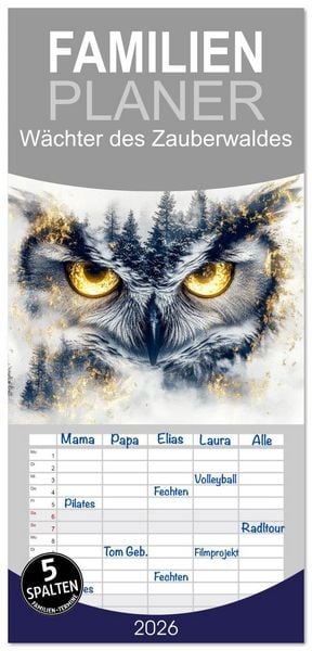 Produktbild: Familienplaner 2026 - W&auml;chter des Zauberwaldes mit 5 Spalten (Wandkalender, 21 x 45 cm) CALVENDO