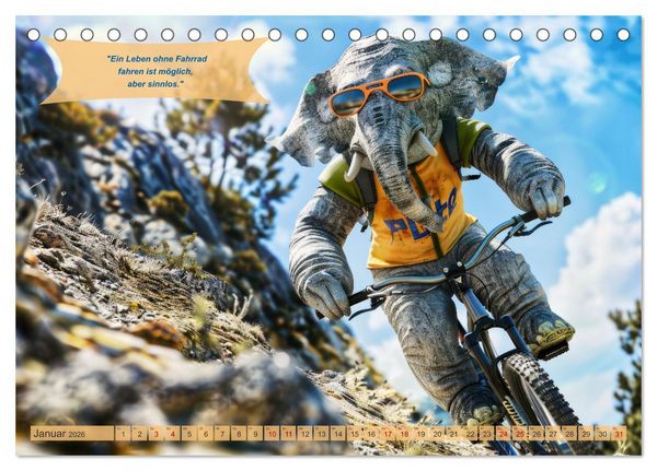 Produktbild: Der tierisch lustige Fahrradkalender (Tischkalender 2026 DIN A5 quer), CALVENDO Monatskalender