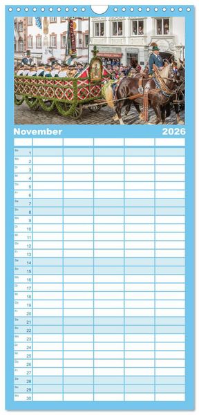 Produktbild: Familienplaner 2026 - Dahoam in Bayern mit 5 Spalten (Wandkalender, 21 x 45 cm) CALVENDO