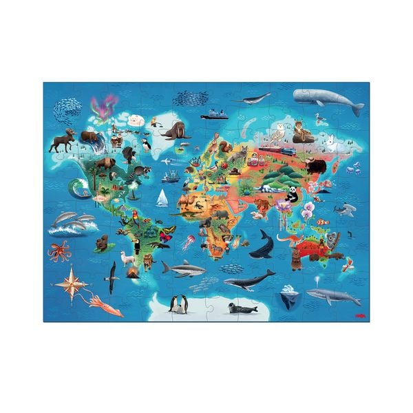 Produktbild: HABA 2013400001 - Puzzle Weltkarte, 100 Teile
