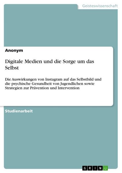 Produktbild: Digitale Medien und die Sorge um das Selbst