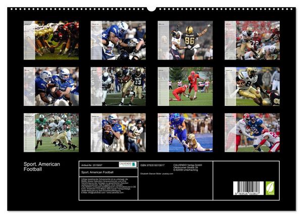 Produktbild: Sport. American Football (hochwertiger Premium Wandkalender 2026 DIN A2 quer), Kunstdruck in Hochglanz