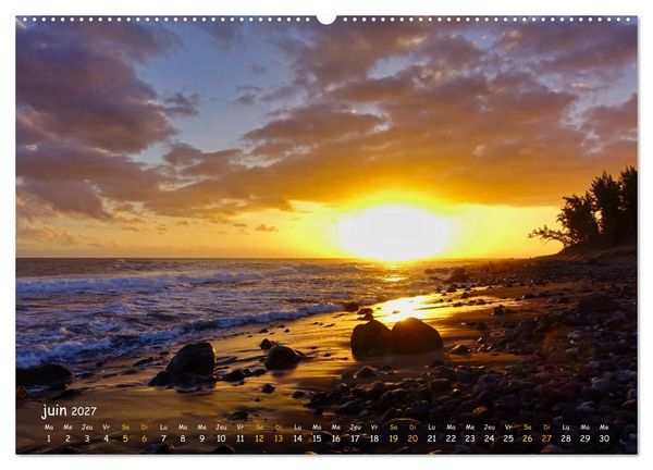 Produktbild: La R&egrave;union - C&ocirc;tes fantastiques et paysage montagneux (Calendrier mural haut de gamme 2027 DIN A2 vertical), CALVENDO calendrier mensuel