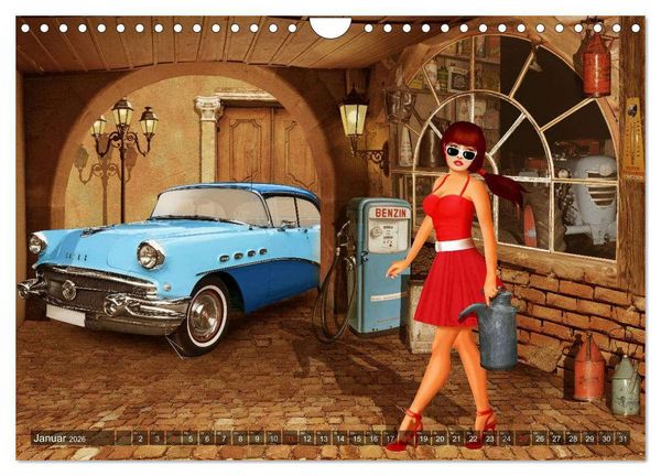 Produktbild: Oldtimer und Pin-Up Girls by Mausopardia (Wandkalender 2026 DIN A4 quer), CALVENDO Monatskalender
