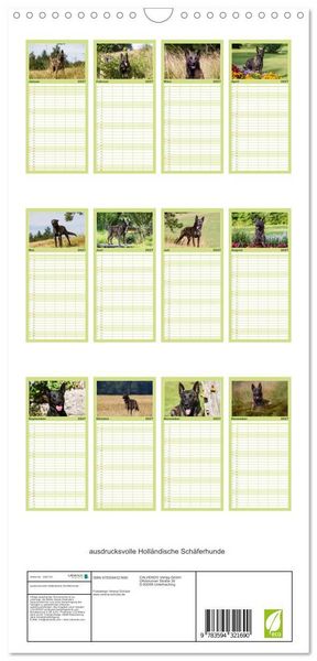 Produktbild: Familienplaner 2027 - ausdrucksvolle Holl&auml;ndische Sch&auml;ferhunde mit 5 Spalten (Wandkalender, 21 x 45 cm) CALVENDO