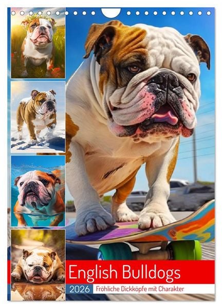 Produktbild: English Bulldogs. Fr&ouml;hliche Dickk&ouml;pfe mit Charakter (Wandkalender 2026 DIN A4 hoch), CALVENDO Monatskalender