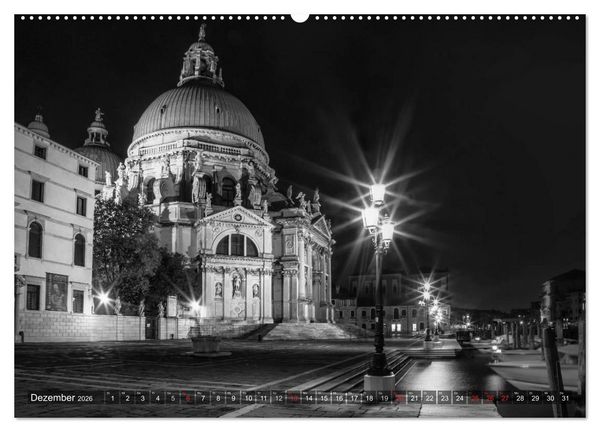 Produktbild: Leuchtendes Venedig &hellip;in monochrom (hochwertiger Premium Wandkalender 2026 DIN A2 quer), Kunstdruck in Hochglanz