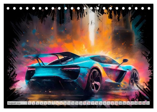 Produktbild: Coole KI-generierte SPORTWAGEN (Tischkalender 2026 DIN A5 quer), CALVENDO Monatskalender