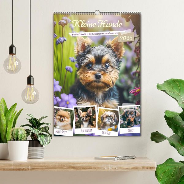 Produktbild: Kleine Hunde. S&uuml;&szlig; und niedlich. Die beliebtesten Hunderassen (Wandkalender 2026 DIN A2 hoch), CALVENDO Monatskalender