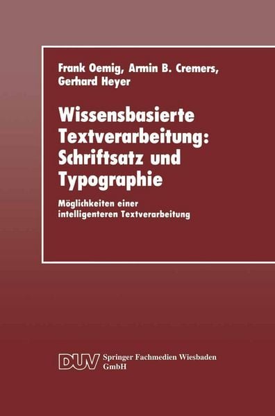 Produktbild: Wissensbasierte Textverarbeitung: Schriftsatz und Typographie