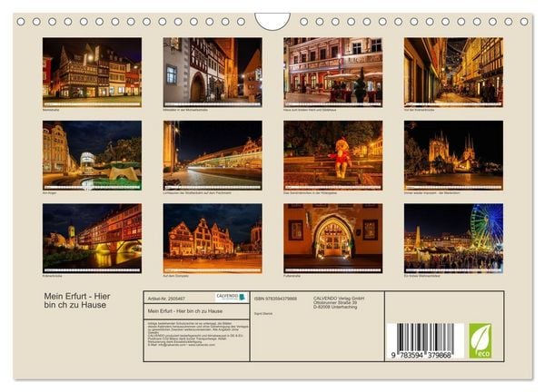 Produktbild: Mein Erfurt - Hier bin ch zu Hause (Wandkalender 2027 DIN A4 quer), CALVENDO Monatskalender