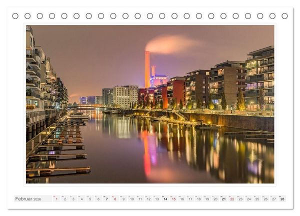 Produktbild: Frankfurt. Die Skyline bei Nacht (Tischkalender 2026 DIN A5 quer), CALVENDO Monatskalender