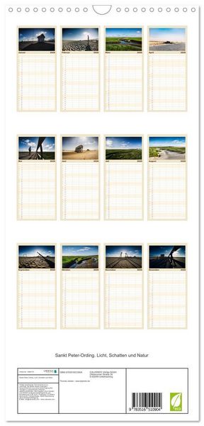 Produktbild: Familienplaner 2026 - Sankt Peter-Ording. Licht, Schatten und Natur mit 5 Spalten (Wandkalender, 21 x 45 cm) CALVENDO