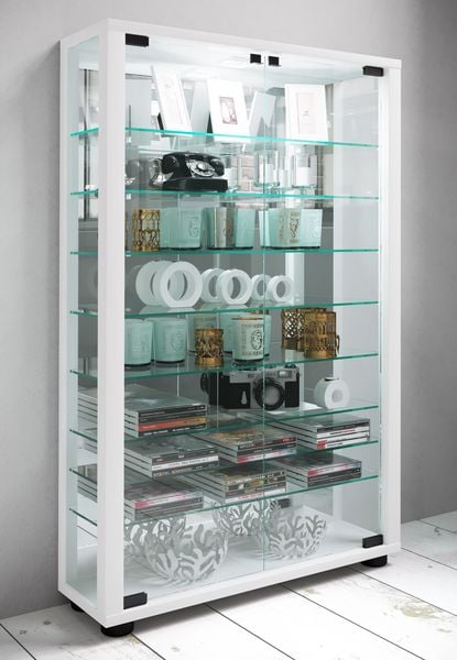 Produktbild: Glas Stand Vitrine Sammelvitrine Lumo Mini Spiegel