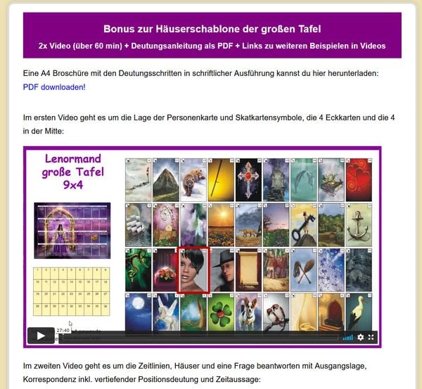 Produktbild: Lenormand gro&szlig;e Tafel 9x4 Legeschablone