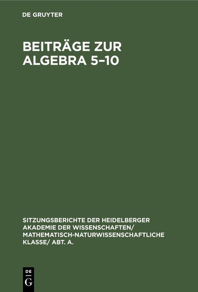 Produktbild: Beitr&auml;ge zur Algebra 5-10
