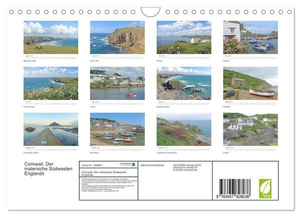 Produktbild: Cornwall. Der malerische S&uuml;dwesten Englands (Wandkalender 2026 DIN A4 quer), CALVENDO Monatskalender