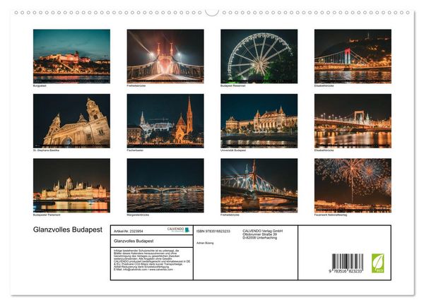 Produktbild: Glanzvolles Budapest (hochwertiger Premium Wandkalender 2027 DIN A2 quer), Kunstdruck in Hochglanz