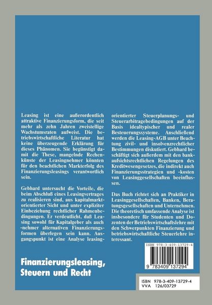 Produktbild: Finanzierungsleasing, Steuern und Recht