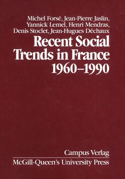 Produktbild: Recent Social Trends in France, 1960-1990