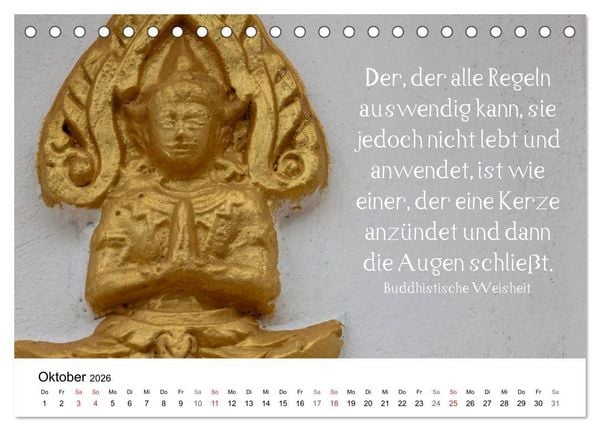 Produktbild: Reisefreu(n)de: Leben in Harmonie - buddhistische Zitate (Tischkalender 2026 DIN A5 quer), CALVENDO Monatskalender