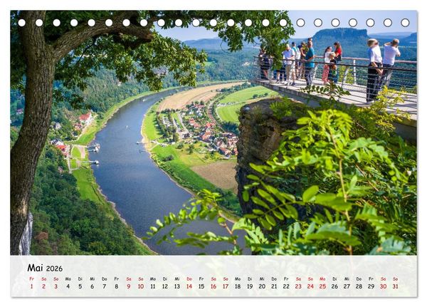 Produktbild: S&auml;chsische Schweiz - Beeindruckende Felsen und unber&uuml;hrte Natur (Tischkalender 2026 DIN A5 quer), CALVENDO Monatskalender