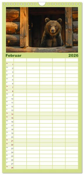 Produktbild: Familienplaner 2026 - Wildes B&auml;renland mit 5 Spalten (Wandkalender, 21 x 45 cm) CALVENDO