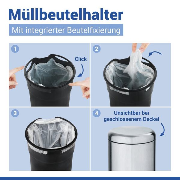 Produktbild: Kosmetik Treteimer Mod. Leman Edelstahl Matt 5L, mit herausnehmbarem Einsatz