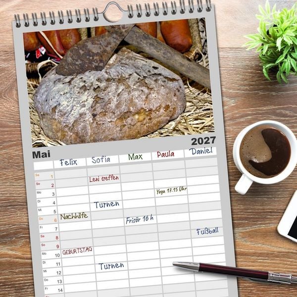 Produktbild: Familienplaner 2027 - Mein Brotkalender mit 5 Spalten (Wandkalender, 21 x 45 cm) CALVENDO
