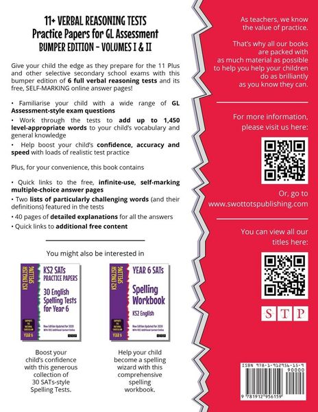 Produktbild: 11+ Verbal Reasoning Tests for GL Assessment Practice Papers with Detailed Answers & Challenging Words Lists Bumper Edition
