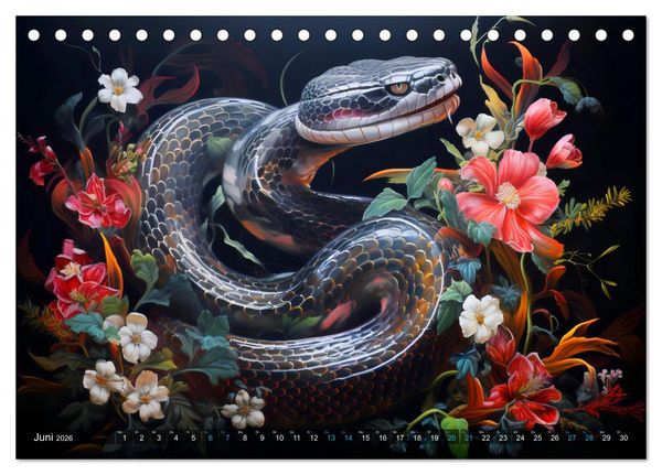 Produktbild: Jahr der Schlange - Illustrationen des chinesischen Tierkreiszeichens (Tischkalender 2026 DIN A5 quer), CALVENDO Monatskalender