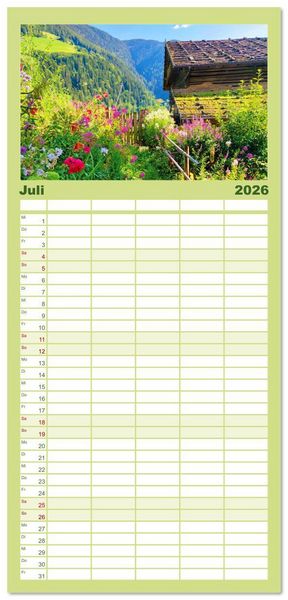 Produktbild: Familienplaner 2026 - Ultental Wundersch&ouml;ne alte Bauernh&auml;user mit 5 Spalten (Wandkalender, 21 x 45 cm) CALVENDO