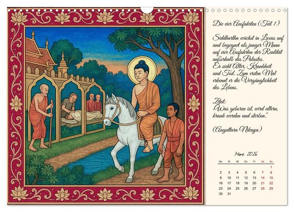Produktbild: Siddhartas Pfad zum Buddha (Wandkalender 2026 DIN A3 quer), CALVENDO Monatskalender