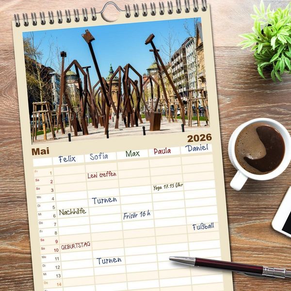 Produktbild: Familienplaner 2026 - Mannheim, meine Stadt mit 5 Spalten (Wandkalender, 21 x 45 cm) CALVENDO