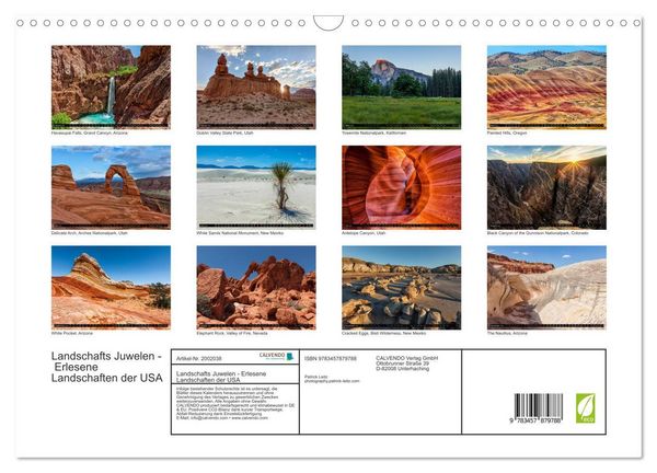 Produktbild: Landschafts Juwelen - Erlesene Landschaften der USA (Wandkalender 2026 DIN A3 quer), CALVENDO Monatskalender
