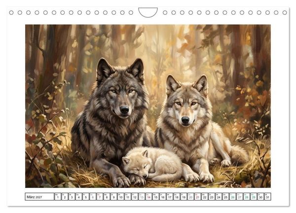 Produktbild: W&ouml;lfe - Die Alpha-Familie (Wandkalender 2027 DIN A4 quer), CALVENDO Monatskalender