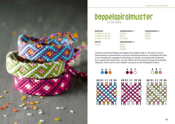 Produktbild: Kreativ-Set Zuckers&uuml;&szlig;e Freundschaftsb&auml;nder. Mit Anleitungsbuch und Material