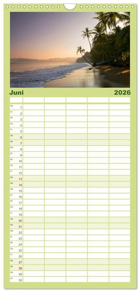 Produktbild: Familienplaner 2026 - Costa Rica - Tierwelt und Landschaften mit 5 Spalten (Wandkalender, 21 x 45 cm) CALVENDO